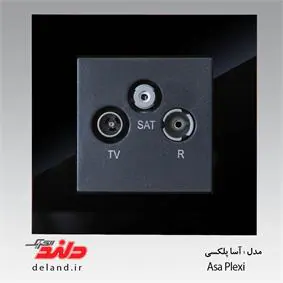 فیش آنتن مرکزی / آسا پلکسی مشکی (مکانیزم +قاب) دلند الکتریک