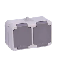 پریز ارت و کلید تبدیل دوقلو ip44 / بارانی روکار دلند دلند الکتریک