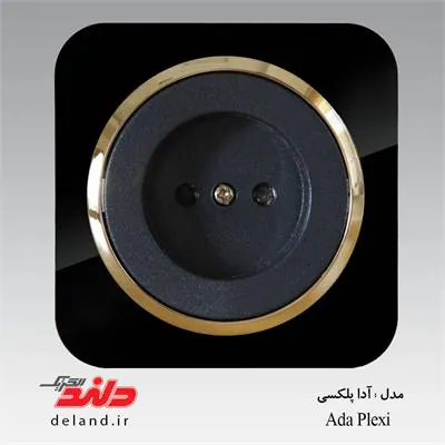 پریز برق / آدا پلکسی مشکی زه طلایی(مکانیزم+قاب+زه) دلند الکتریک